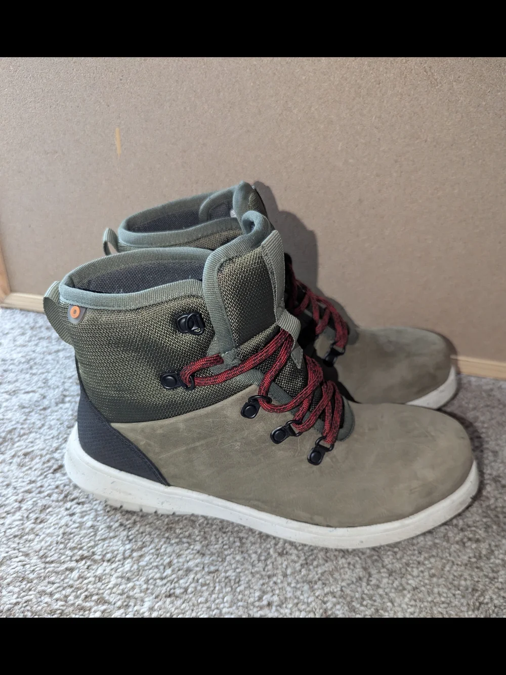 Bogs Cypress Lace Green/Red Leather Bootie 7.5 Composite Toe Work Boots